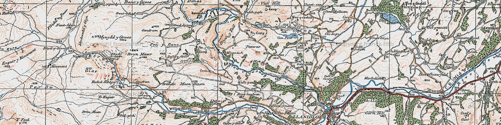 Old map of Bronheulwen in 1921