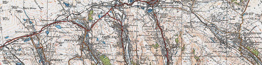 Old map of Glyn Etwy in 1919