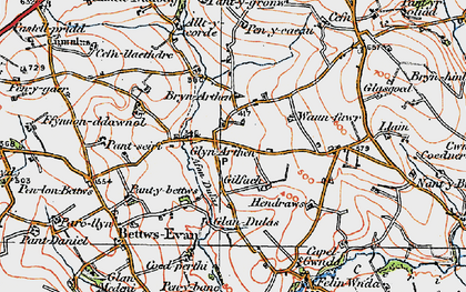 Old map of Glynarthen in 1923