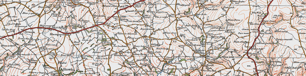 Old map of Glynarthen in 1923