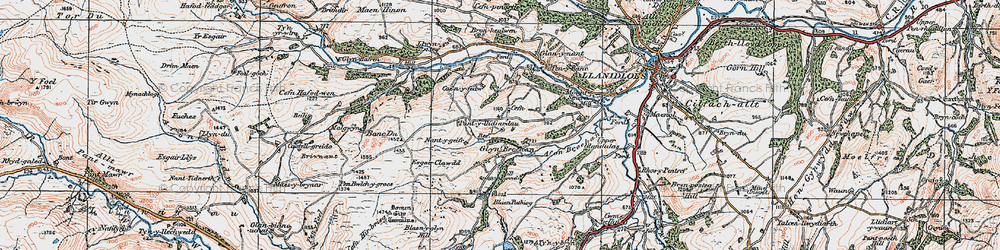 Old map of Afon Brochan in 1922