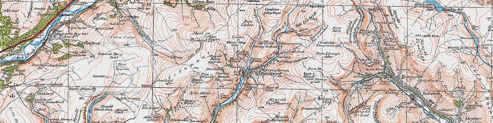 Old map of Afon Corrwg Fechan in 1923