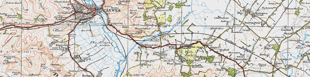 Old map of Glynde in 1920