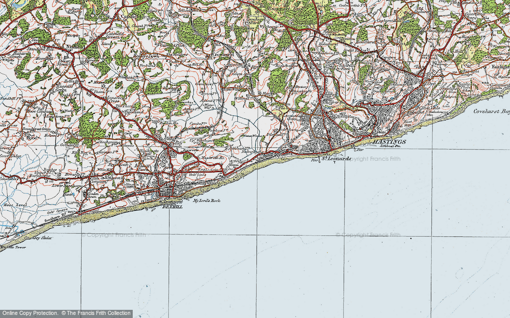 Old Map of Glyne Gap, 1921 in 1921