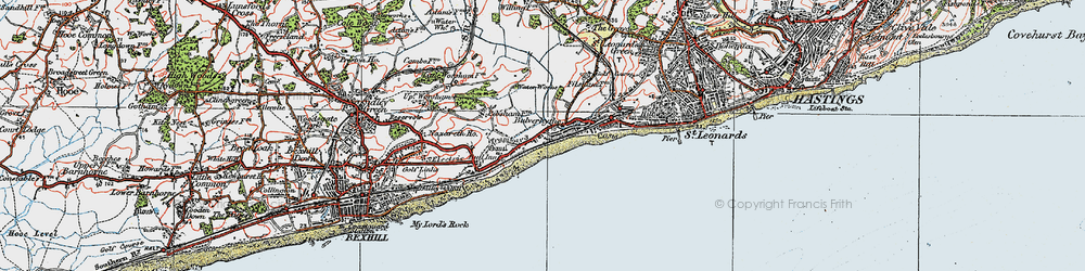 Old map of Glyne Gap in 1921