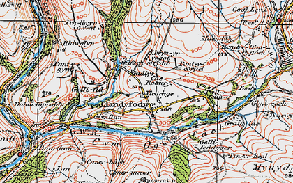 Old map of Glynogwr in 1922