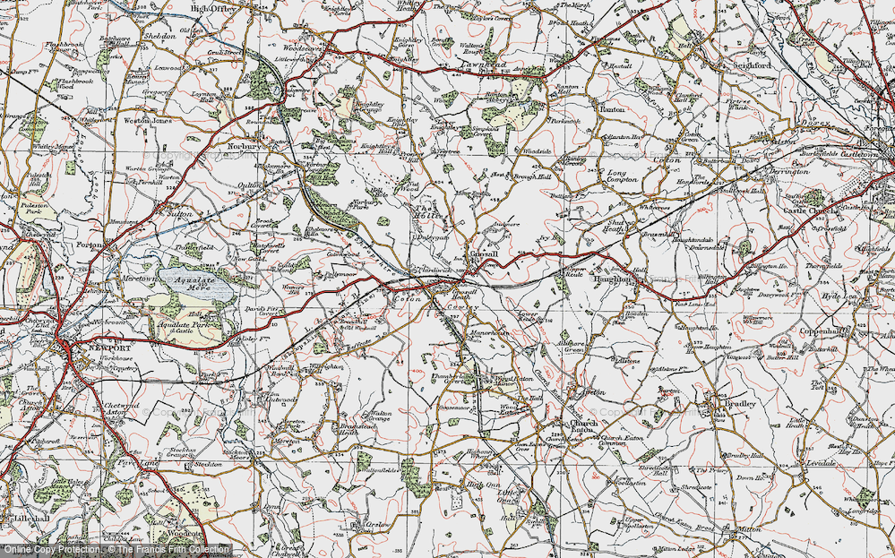 Old Map of Gnosall Heath, 1921 in 1921