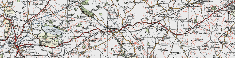Old map of Gnosall Heath in 1921