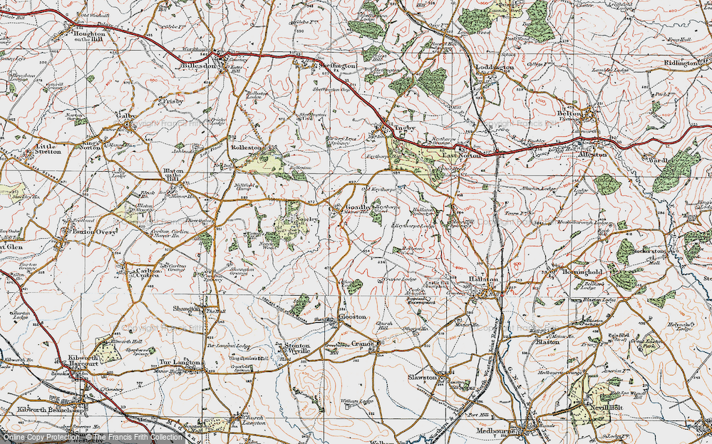 Old Map of Goadby, 1921 in 1921