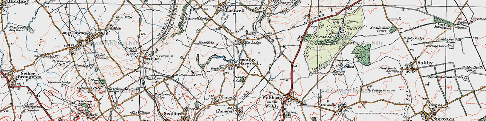 Old map of Goadby Marwood in 1921