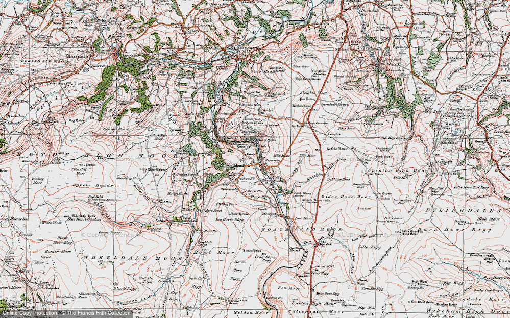 Old Map of Historic Map covering Widow Howe in 1925