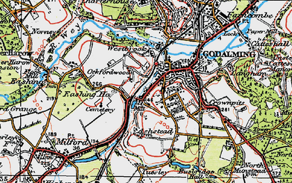 Old map of Godalming in 1920