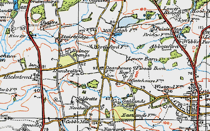 Old map of Goddards' Green in 1920