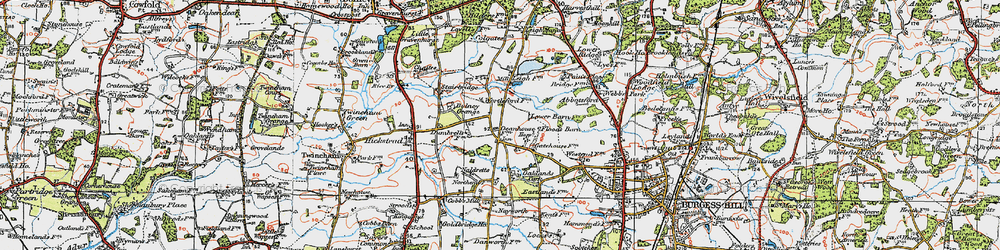 Old map of Goddards' Green in 1920