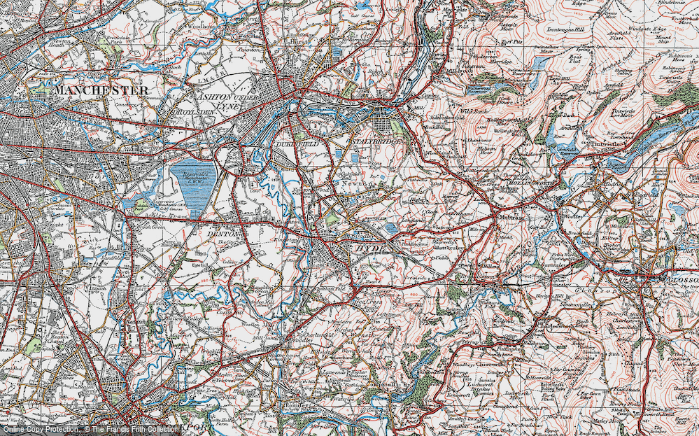 Old Map of Godley, 1924 in 1924