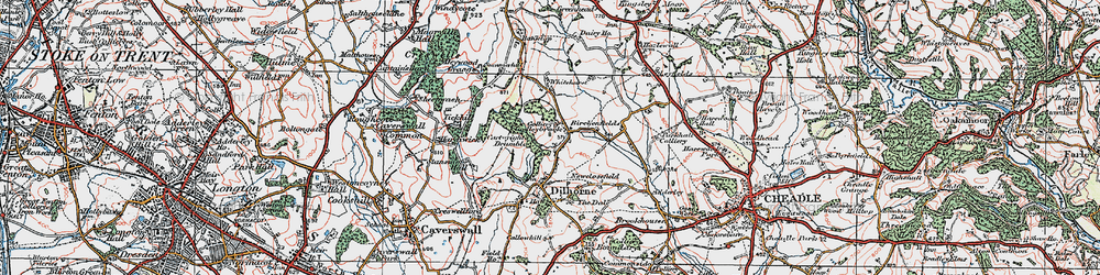 Old map of Whitehurst in 1921