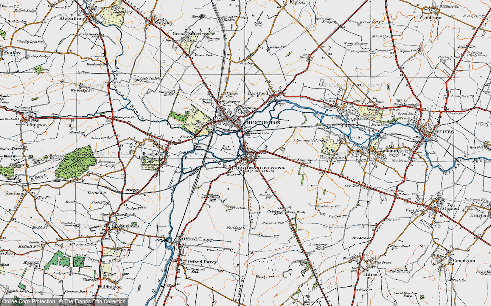 Old Map of Godmanchester, 1919 in 1919