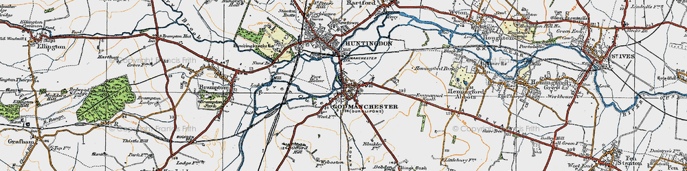 Old map of Godmanchester in 1919