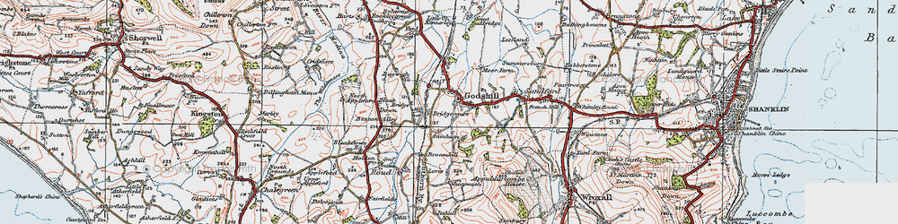 Old map of Godshill in 1919