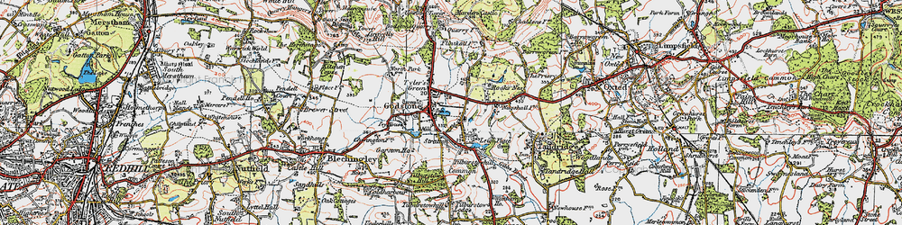 Old map of Godstone in 1920