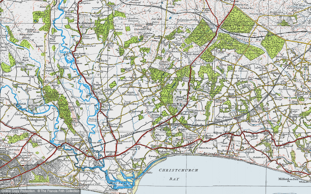 Old Map of Historic Map covering Burton Common in 1919