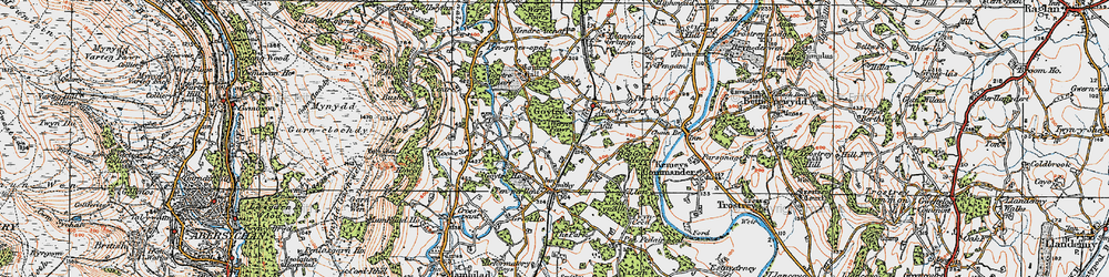Old map of Goetre in 1919