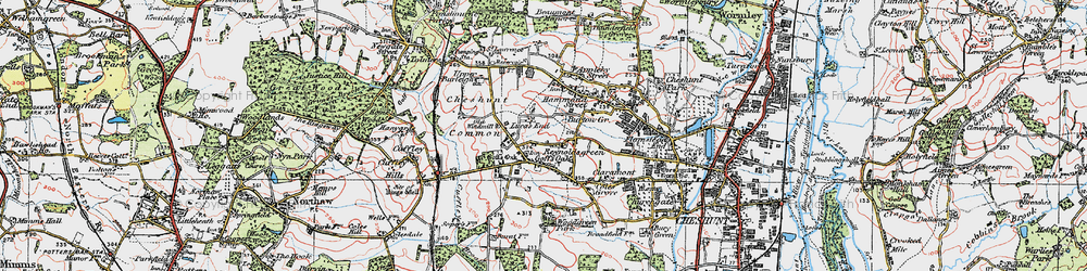 Old map of Goff's Oak in 1920