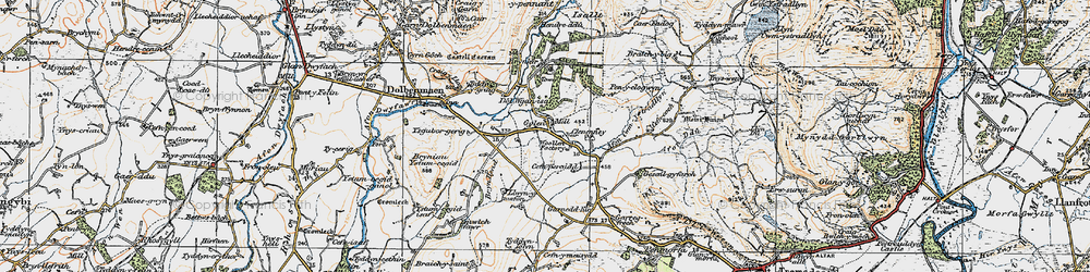 Old map of Afon Henwy in 1922