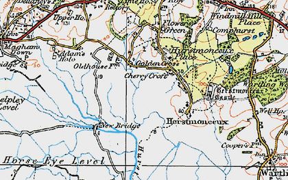 Old map of Herstmonceux Castle in 1920