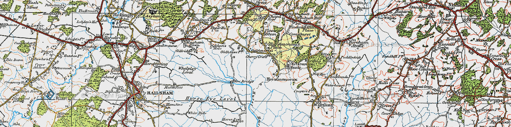 Old map of Herstmonceux Castle in 1920