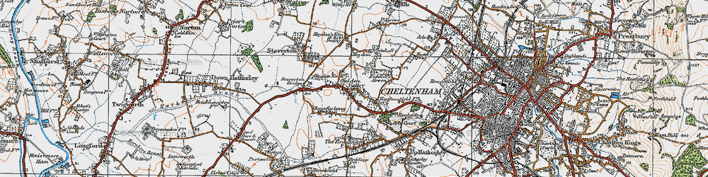 Old map of Staverton Bridge in 1919