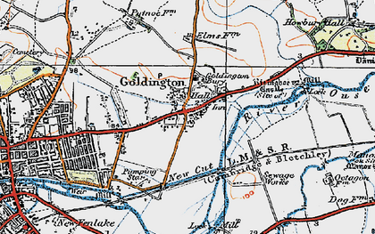 Old map of Goldington in 1919