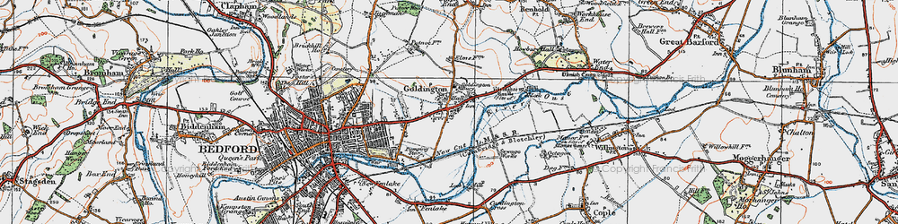 Old map of Goldington in 1919