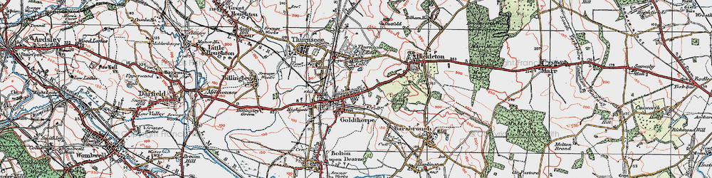 Old map of Goldthorpe in 1924