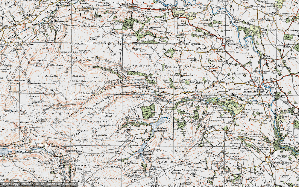 Old Map of Historic Map covering Agra Crags in 1925