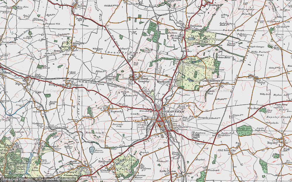 Old Map of Gonerby Hill Foot, 1921 in 1921