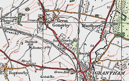 Old map of Gonerby Hill Foot in 1921