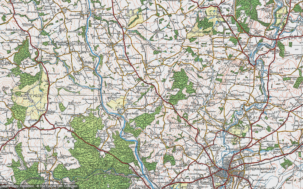 Old Map of Historic Map covering Bellman's Cross in 1921