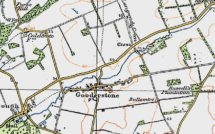 Old map of Gooderstone in 1921