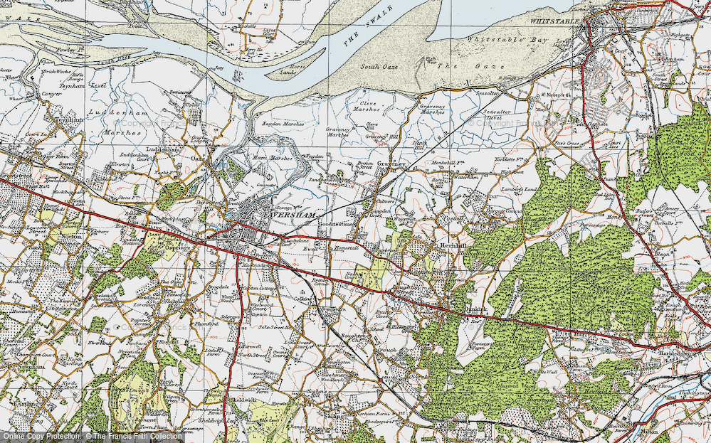 Old Map of Goodnestone, 1921 in 1921