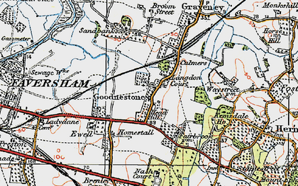 Old map of Goodnestone in 1921