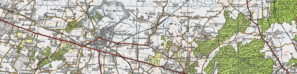 Old map of Goodnestone in 1921