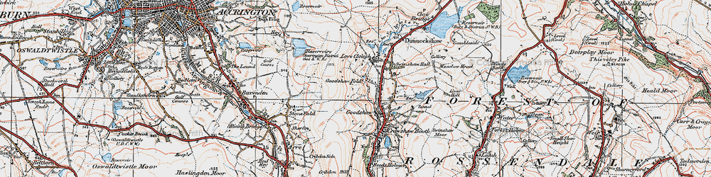 Old map of Goodshaw Fold in 1924