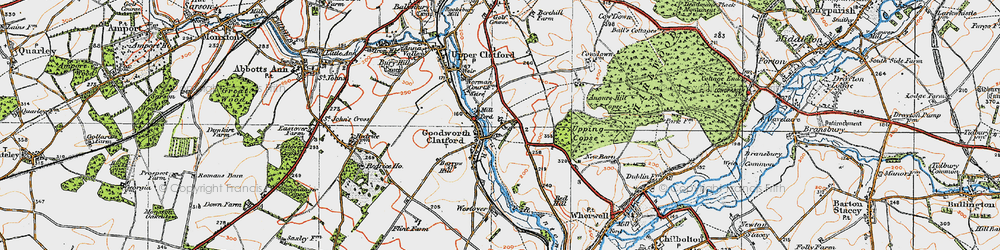 Old map of Goodworth Clatford in 1919