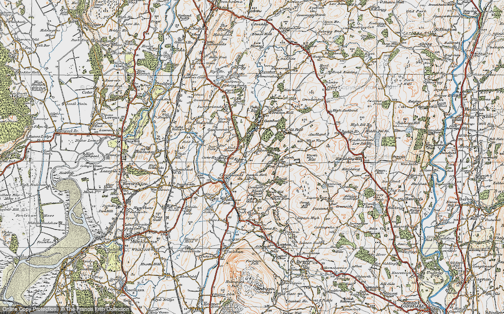 Old Map of Historic Map covering Whetstone in 1925