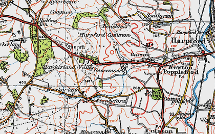 Old map of Aylesbeare Common in 1919