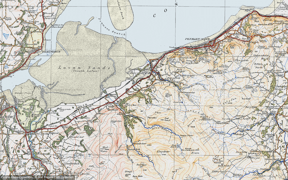 Old Map of Historic Map covering Afon Anafon in 1922