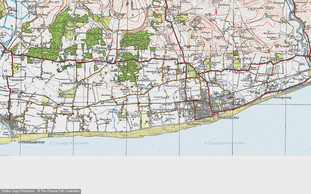 Old Map of Goring-by-Sea, 1920 in 1920