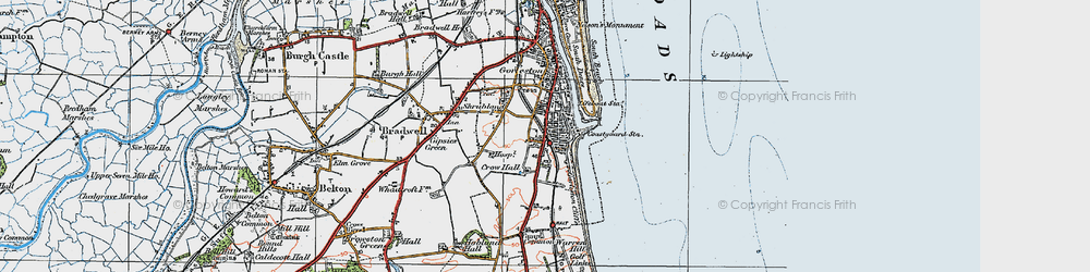 Old map of Gorleston-on-Sea in 1922