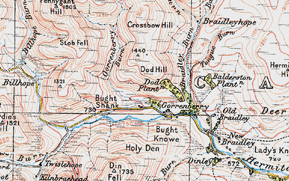 Old map of Billhope Burn in 1926
